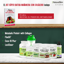 Cargar imagen en el visor de la galería, Kit Súper Batida Mañanera con Colágeno - 3 Frascos de Batida, Coco-10 Plus, FlaxOil, LeciClean, Libro de Recetas + Shaker de Regalo | Envío GRATIS