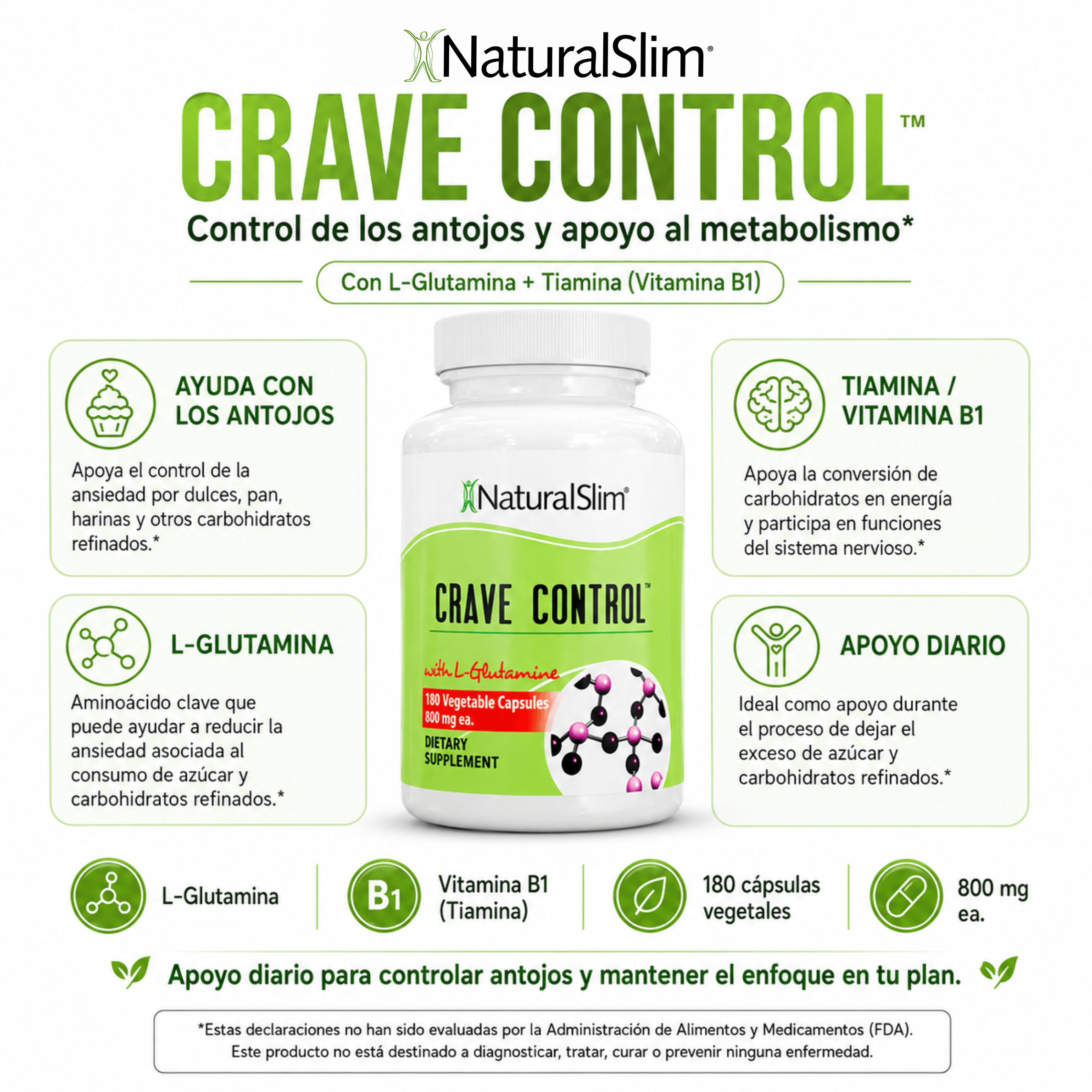Crave Control™ | Control de los Antojos con L-Glutamina y Tiamina (Vitamina B1) El-poder-del-metabolismo-frank-suarez adelgazar naturalmente metabolismotv unimetab candiseptic kit de candida mejorar el metabolismo y la salud
