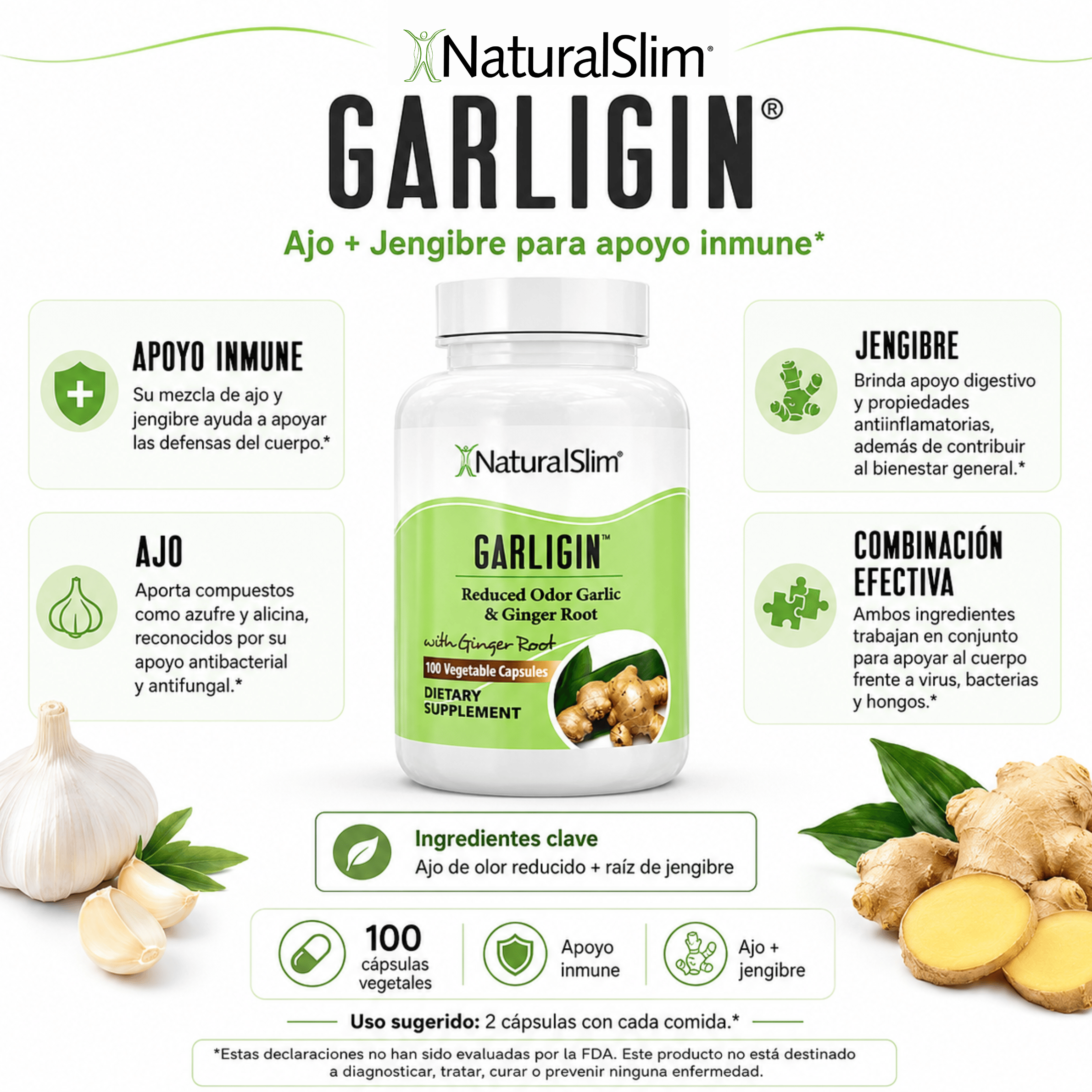 Garligin® | Mezcla de Ajo y Jengibre * Apoyo para el Sistema Inmune El-poder-del-metabolismo-frank-suarez adelgazar naturalmente metabolismotv unimetab candiseptic kit de candida mejorar el metabolismo y la salud
