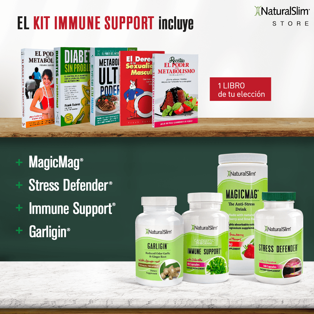 Kit+Libro Kit Immune Support™ | Envío GRATIS - Immune Support, Garligin, MagicMag, Stress Defender y Libro de Frank Suárez El-poder-del-metabolismo-frank-suarez adelgazar naturalmente metabolismotv unimetab candiseptic kit de candida mejorar el metabolismo y la salud