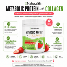 Cargar imagen en el visor de la galería, METABOLIC PROTEIN® with COLLAGEN - STRAWBERRY | Batida de proteína de “whey” sabor a Fresa con Colágeno El-poder-del-metabolismo-frank-suarez adelgazar naturalmente metabolismotv unimetab candiseptic kit de candida mejorar el metabolismo y la salud