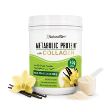 Cargar imagen en el visor de la galería, 1 METABOLIC PROTEIN™ COLLAGEN - VANILLA METABOLIC PROTEIN® with COLLAGEN - VANILLA | Batida de proteína de “whey” sabor Vainilla con Colágeno El-poder-del-metabolismo-frank-suarez adelgazar naturalmente metabolismotv unimetab candiseptic kit de candida mejorar el metabolismo y la salud