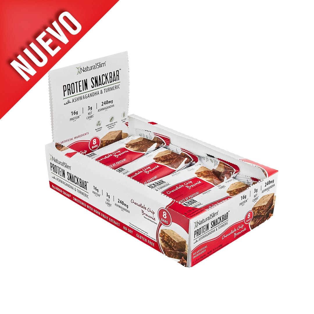 NaturalSlim® Protein Snackbar™ Chocolate Chip Brownie | Barras de proteína El-poder-del-metabolismo-frank-suarez adelgazar naturalmente metabolismotv unimetab candiseptic kit de candida mejorar el metabolismo y la salud