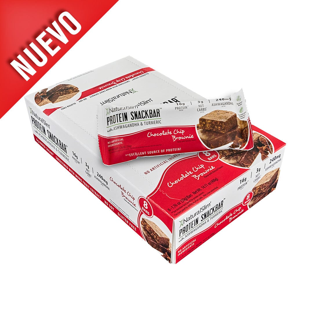 NaturalSlim® Protein Snackbar™ Chocolate Chip Brownie | Barras de proteína El-poder-del-metabolismo-frank-suarez adelgazar naturalmente metabolismotv unimetab candiseptic kit de candida mejorar el metabolismo y la salud