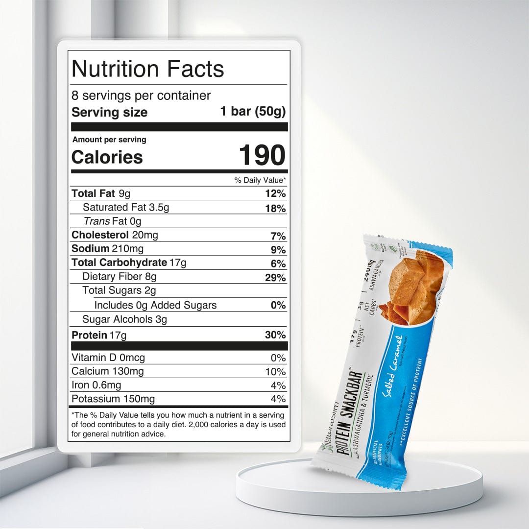 NaturalSlim® Protein Snackbar™ Salted Caramel | Barras de proteína con 240mg de Ashwagandha y Cúrcuma El-poder-del-metabolismo-frank-suarez adelgazar naturalmente metabolismotv unimetab candiseptic kit de candida mejorar el metabolismo y la salud