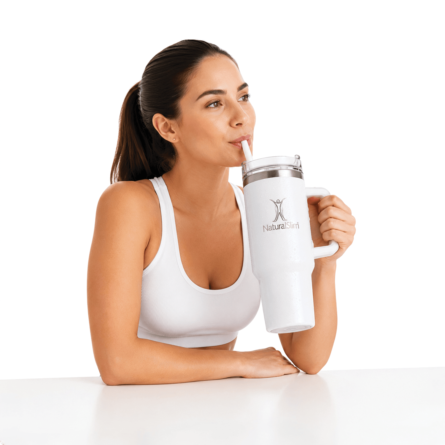 NaturalSlim® Tumbler (Limited Edition White) - Vaso térmico de acero inoxidable | 40 oz El-poder-del-metabolismo-frank-suarez adelgazar naturalmente metabolismotv unimetab candiseptic kit de candida mejorar el metabolismo y la salud
