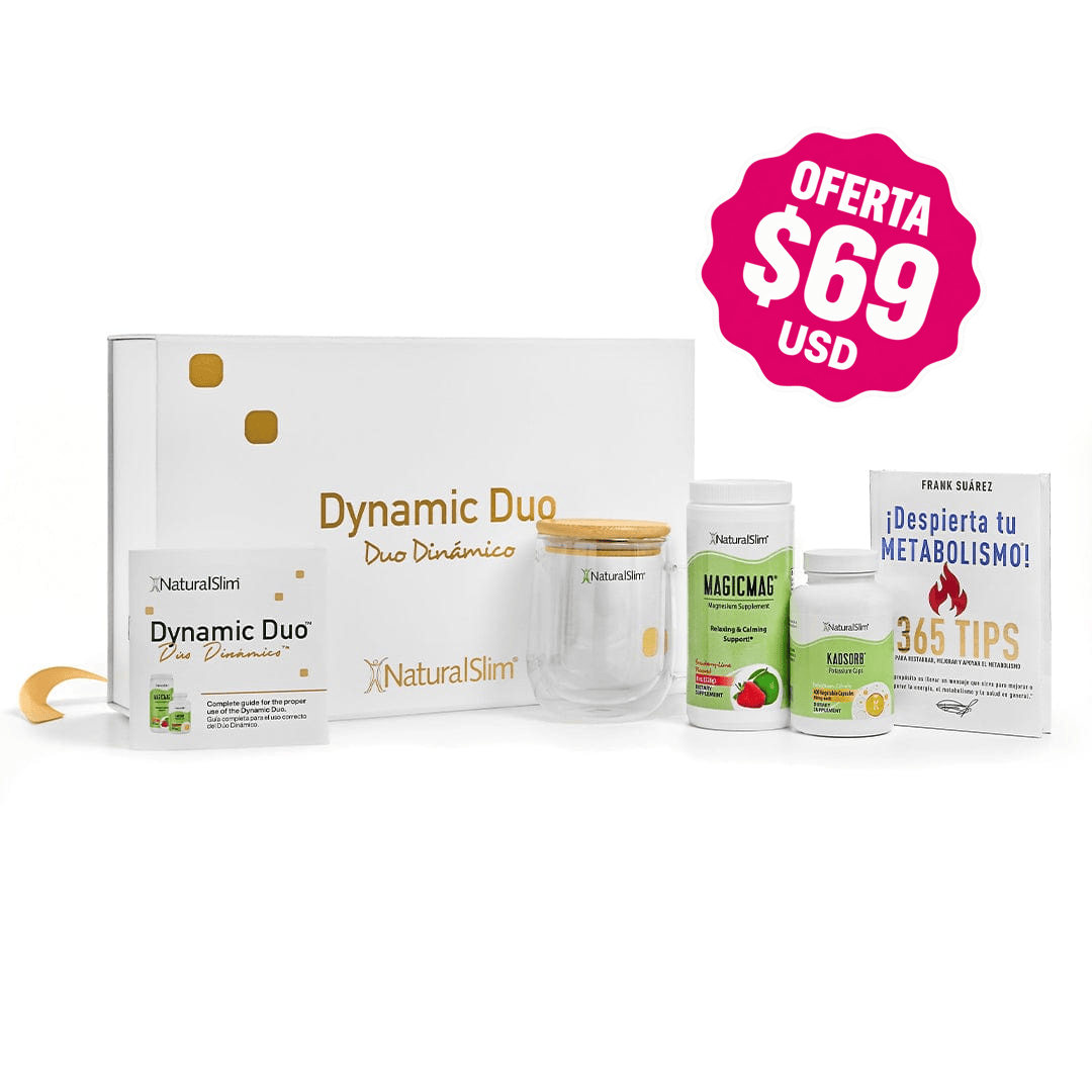 (1) MagicMag®; (1) Kadsorb®; (1) Libro ¡Despierta tu Metabolismo!; (1) Mug y (1) Caja de Regalo con (1) Panfleto Informativo OFERTA Dúo Dinámico Gift Set - MagicMag®, Kadsorb®, Libro ¡Despierta tu Metabolismo!, Mug y Caja de Regalo| Magnesio y Potasio El-poder-del-metabolismo-frank-suarez adelgazar naturalmente metabolismotv unimetab candiseptic kit de candida mejorar el metabolismo y la salud