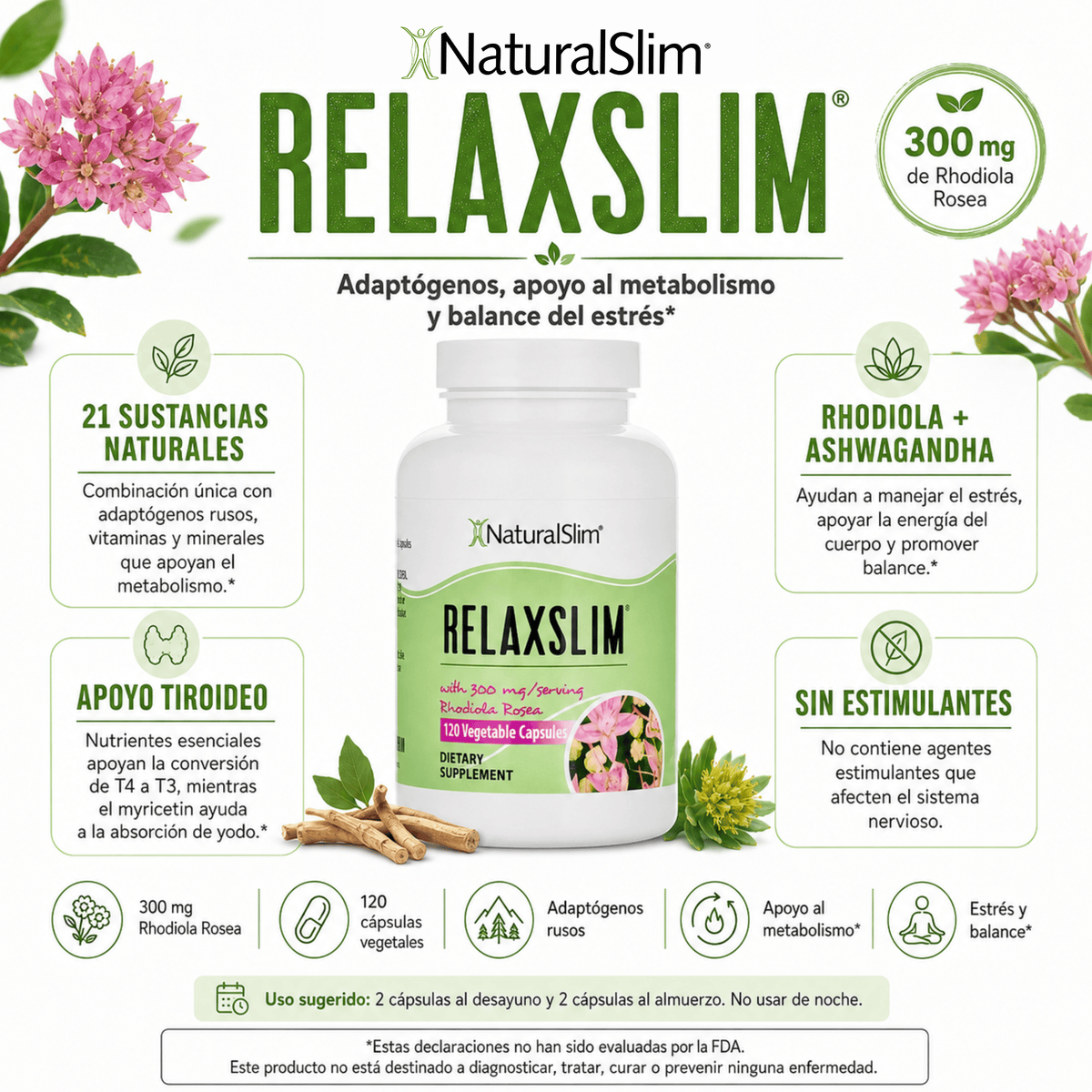 RelaxSlim® | Adaptógenos y Rhodiola Rosea El-poder-del-metabolismo-frank-suarez adelgazar naturalmente metabolismotv unimetab candiseptic kit de candida mejorar el metabolismo y la salud