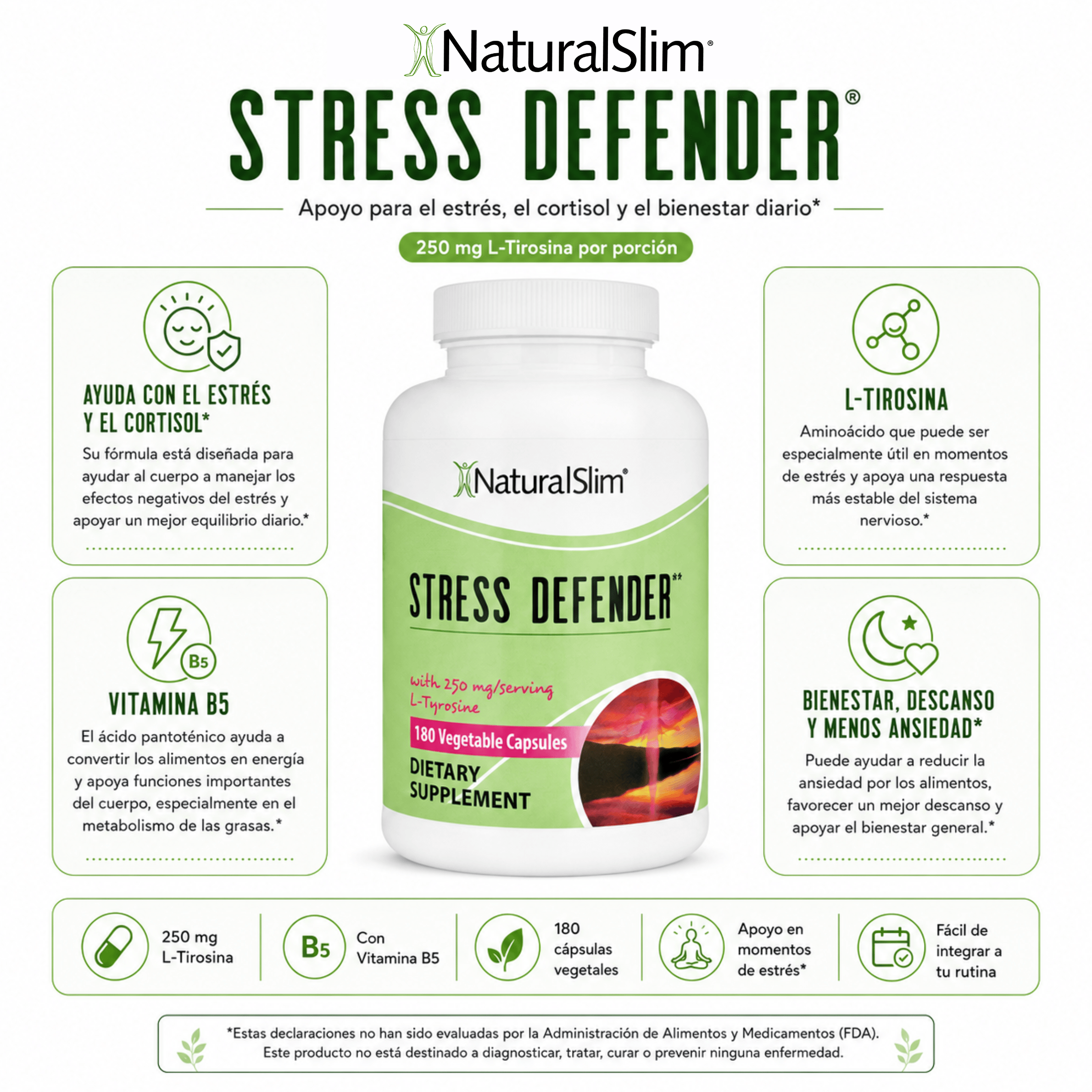 Stress Defender® | Con Vitamina B5 y L-Tirosina El-poder-del-metabolismo-frank-suarez adelgazar naturalmente metabolismotv unimetab candiseptic kit de candida mejorar el metabolismo y la salud