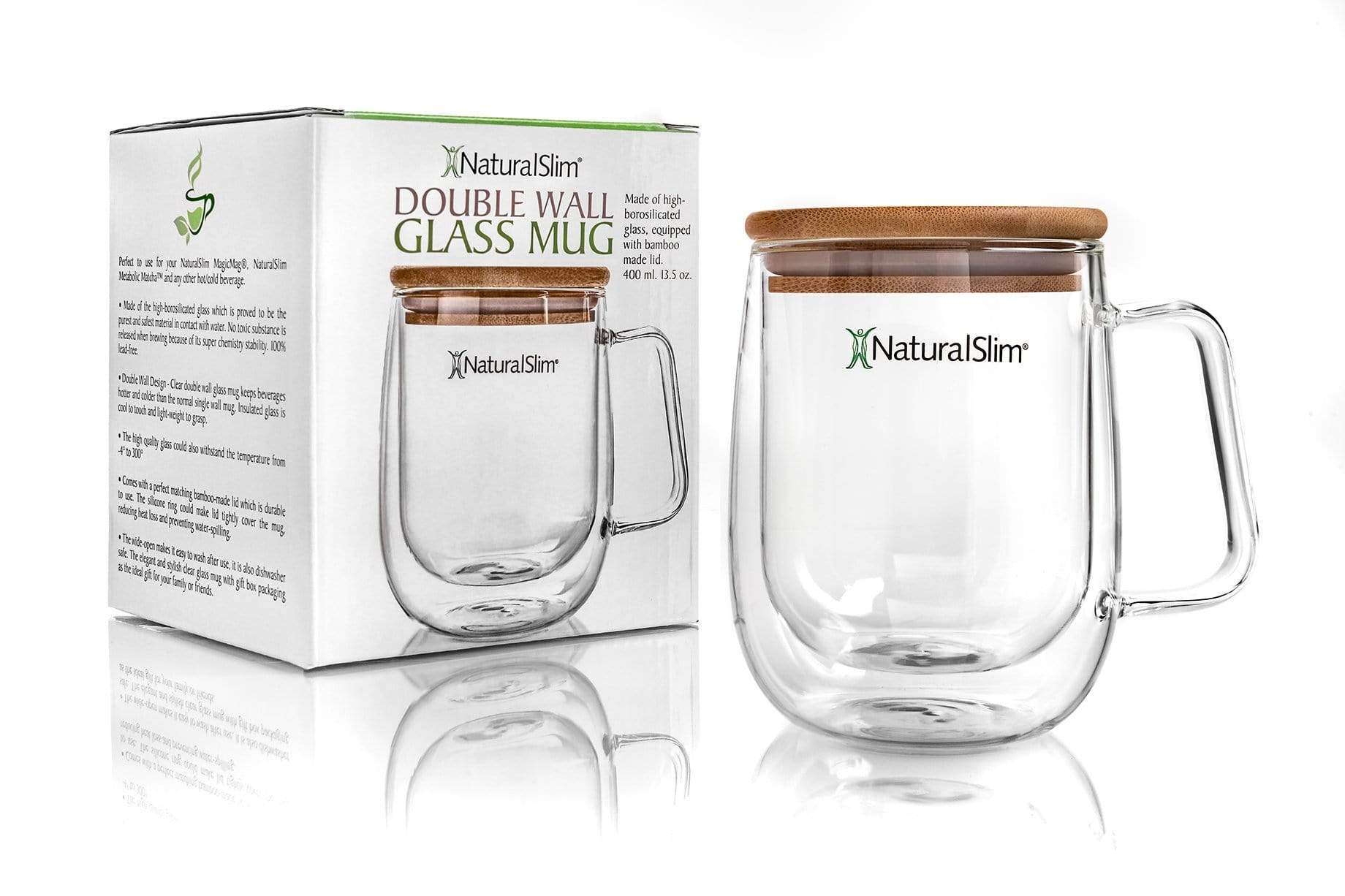 Taza para bebidas frías o calientes de NaturalSlim® | Double Wall Glass Mug El-poder-del-metabolismo-frank-suarez adelgazar naturalmente metabolismotv unimetab candiseptic kit de candida mejorar el metabolismo y la salud