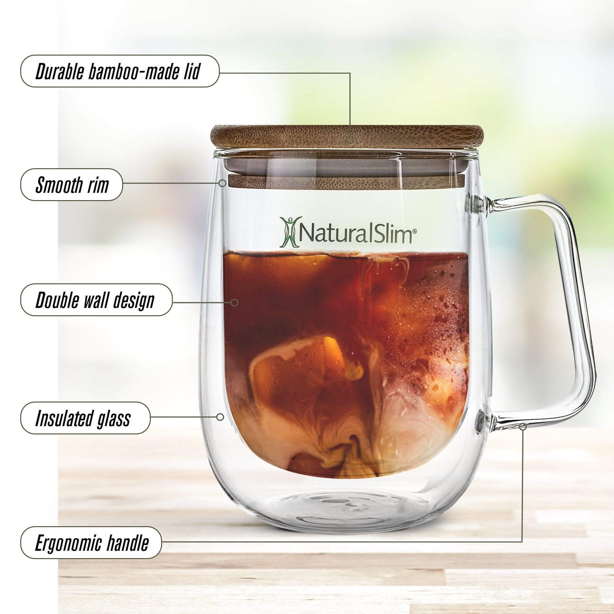 Taza para bebidas frías o calientes de NaturalSlim® | Double Wall Glass Mug El-poder-del-metabolismo-frank-suarez adelgazar naturalmente metabolismotv unimetab candiseptic kit de candida mejorar el metabolismo y la salud