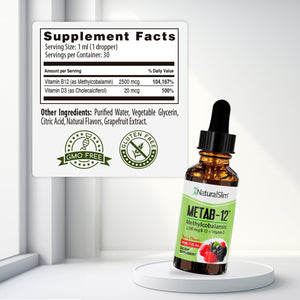 METAB-12® | Liquid Vitamin B-12 (methylcobalamin) + Vitamin D | Vitamina B-12 y D