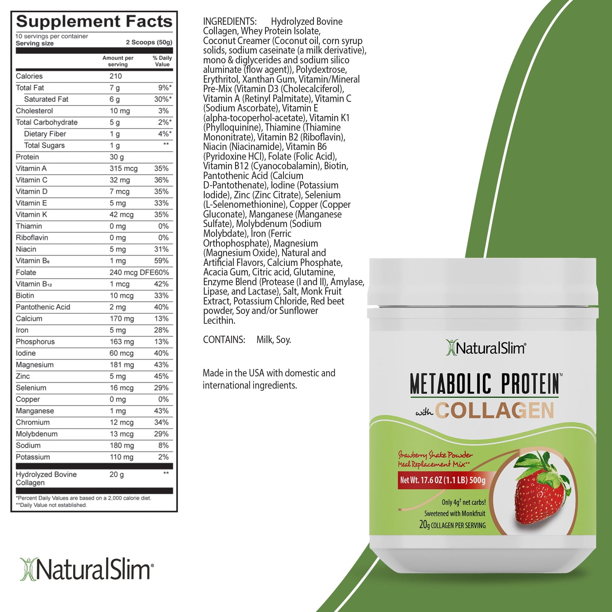  NaturalSlim Metabolic Whey Protein Powder Strawberry