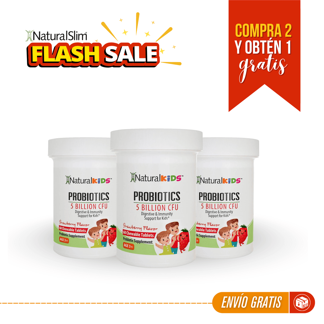 Oferta Compra 2 y el 3ro GRATIS | NaturalKids® PROBIOTICS™ | Probióticos en tableta masticable | Apoyo digestivo e inmunológico* para niños (Copy)