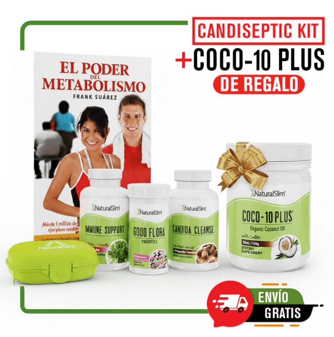 Combo Candiseptic Kit  + Aceite de Coco de Regalo | Limpieza de Hongo Candida Albicans y libro de Frank Suárez