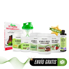 Cargar imagen en el visor de la galería, Kit Súper Batida Mañanera con Colágeno - 3 Frascos de Batida, Coco-10 Plus, FlaxOil, LeciClean, Libro de Recetas + Shaker de Regalo | Envío GRATIS
