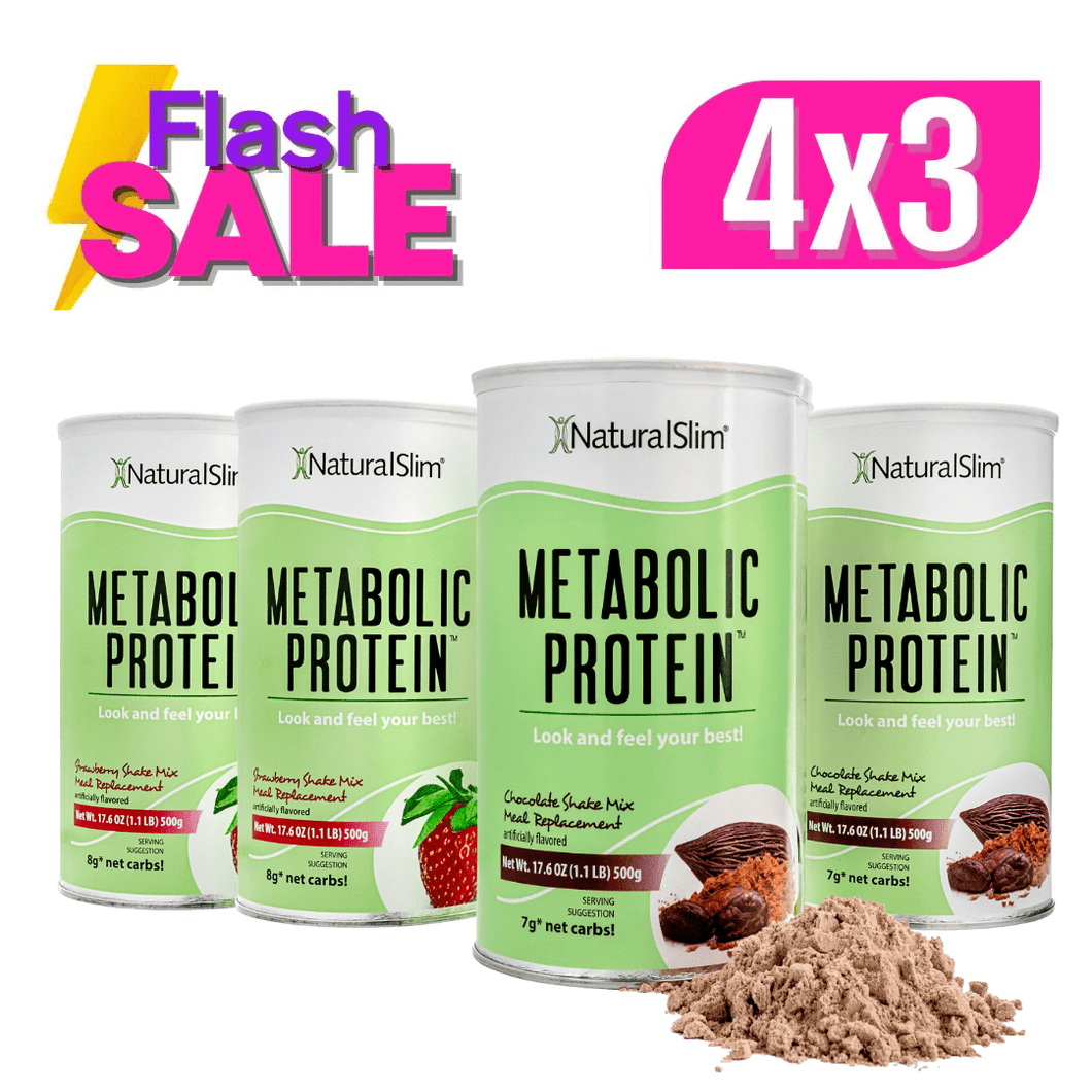 Combo 4x3 Frascos Metabolic Protein™ Solo Sabor Chocolate y Fresa | Compra 3 y la 4ta es GRATIS con Envío GRATIS