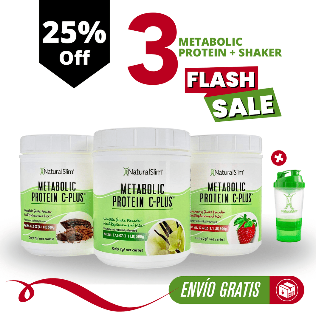 Combo 3 Frascos Metabolic Protein C-Plus™  + Shaker | 3 Batidas | Envío GRATIS