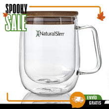 Cargar imagen en el visor de la galería, Taza para bebidas frías o calientes de NaturalSlim® | Double Wall Glass Mug
