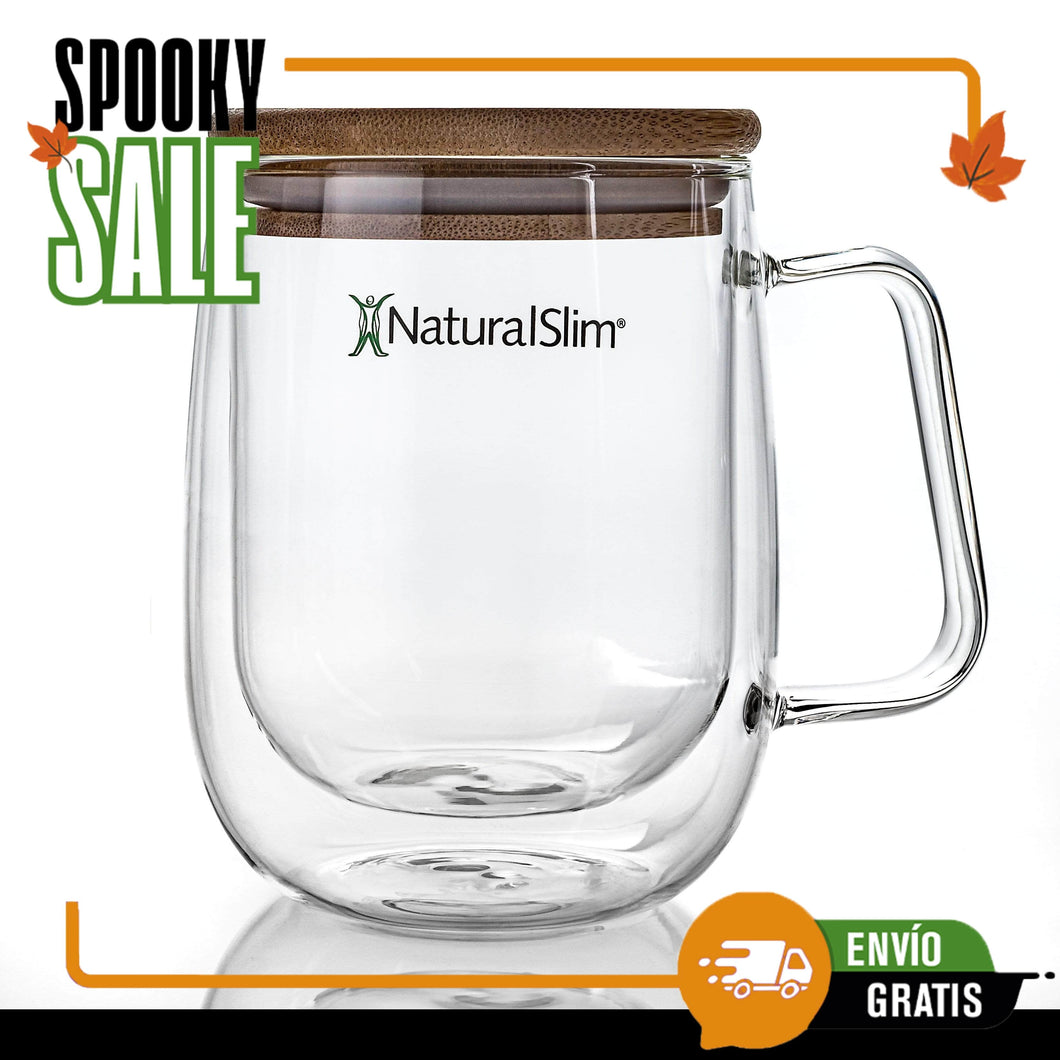 Taza para bebidas frías o calientes de NaturalSlim® | Double Wall Glass Mug