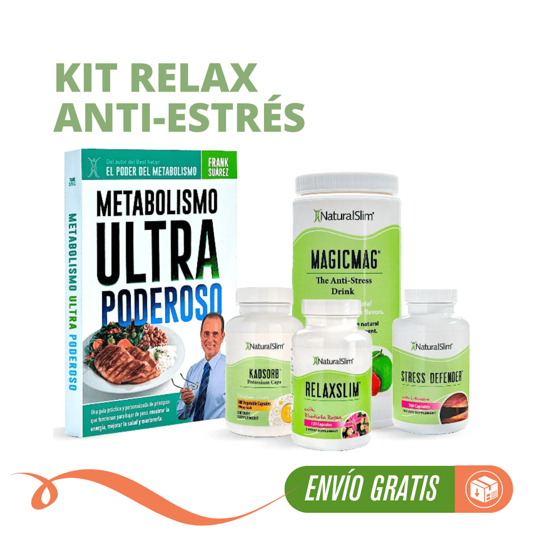 Kit Relax Anti-Estrés  | Envío GRATIS - MagicMag, Kadsorb, Stress Defender, RelaxSlim y Libro de Frank Suárez