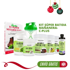 Kit Súper Batida Mañanera - C Plus - 3 Frascos de Batida, FlaxOil, Coco-10 Plus, LeciClean, Libro de Recetas + Shaker de Regalo | Envío GRATIS