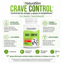 Cargar imagen en el visor de la galería, Crave Control™ | Control de los Antojos con L-Glutamina y Tiamina (Vitamina B1) El-poder-del-metabolismo-frank-suarez adelgazar naturalmente metabolismotv unimetab candiseptic kit de candida mejorar el metabolismo y la salud
