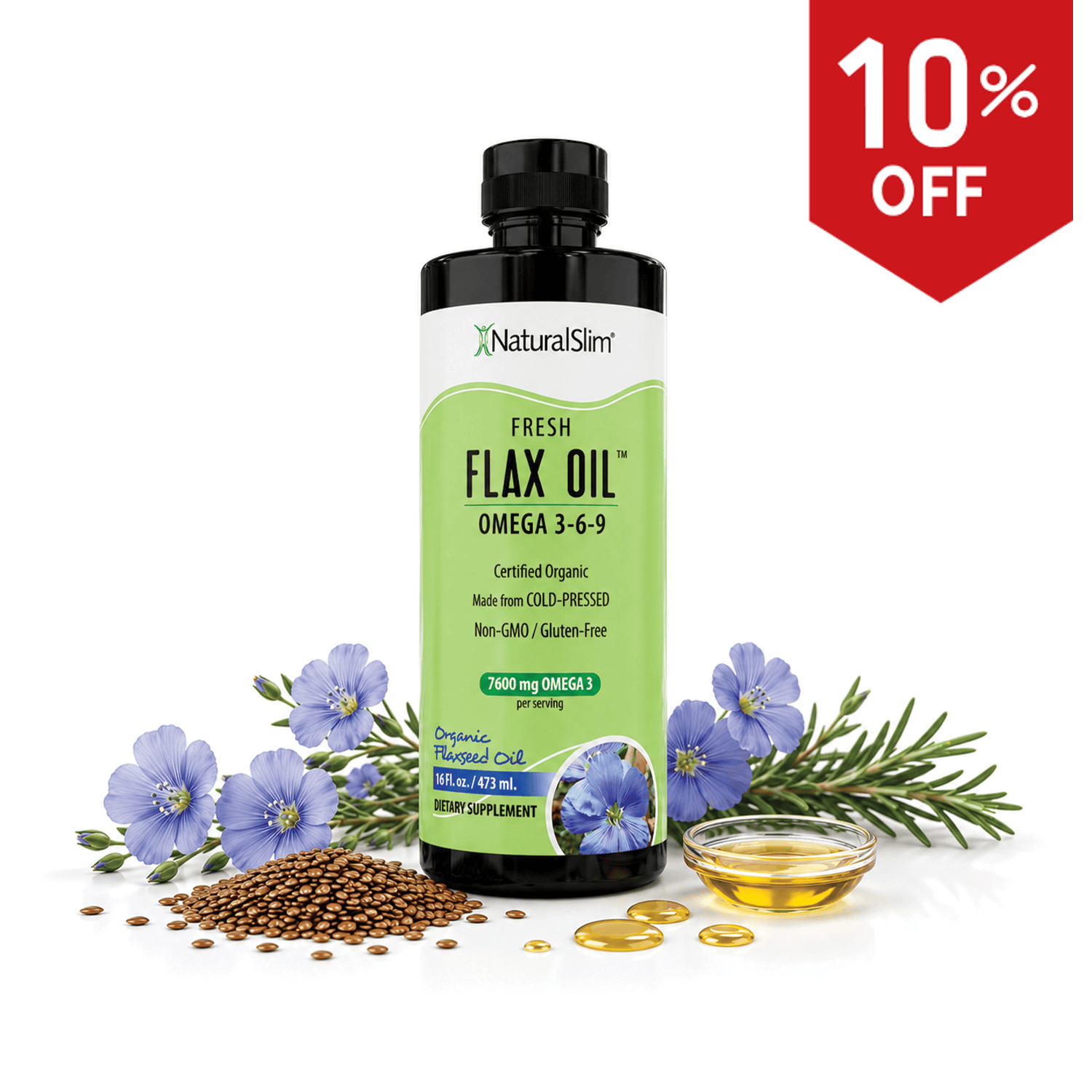 Flax Oil | Aceite de Lino con Omega 3-6-9 - 7,600 mg de ácidos grasos OMEGA-3 por porción El-poder-del-metabolismo-frank-suarez adelgazar naturalmente metabolismotv unimetab candiseptic kit de candida mejorar el metabolismo y la salud