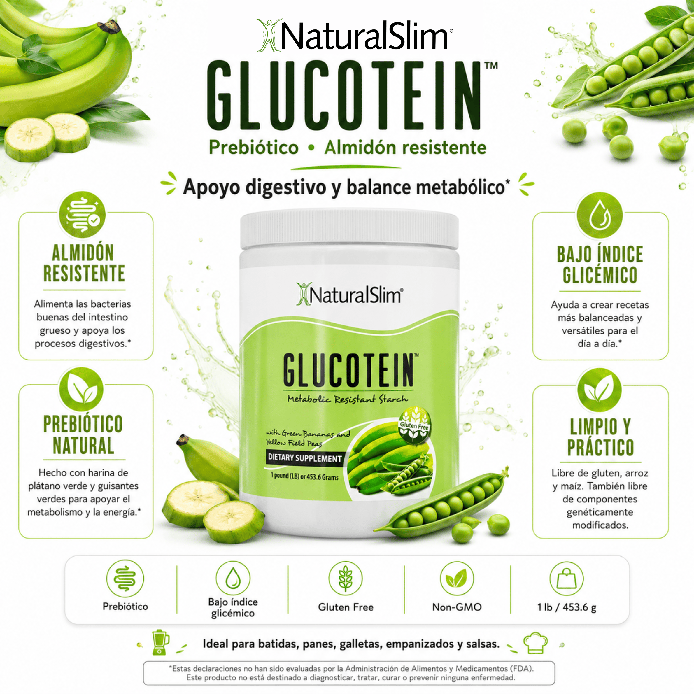 Glucotein® | Prebiótico | Harina de banana verde y guisantes verdes | Procesos Digestivos* El-poder-del-metabolismo-frank-suarez adelgazar naturalmente metabolismotv unimetab candiseptic kit de candida mejorar el metabolismo y la salud
