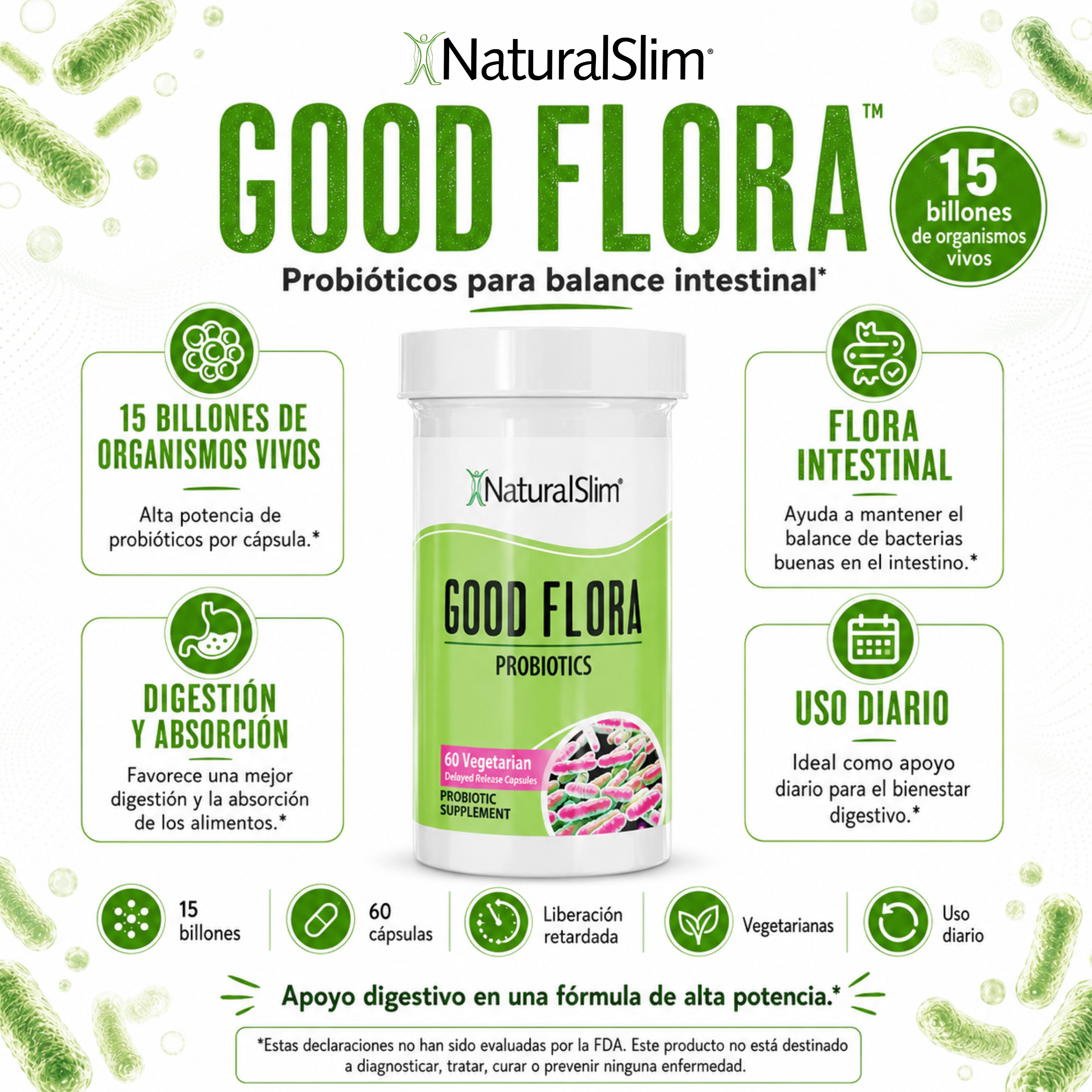 Good Flora® | Probióticos | 15 Billones de Organismos Vivos El-poder-del-metabolismo-frank-suarez adelgazar naturalmente metabolismotv unimetab candiseptic kit de candida mejorar el metabolismo y la salud