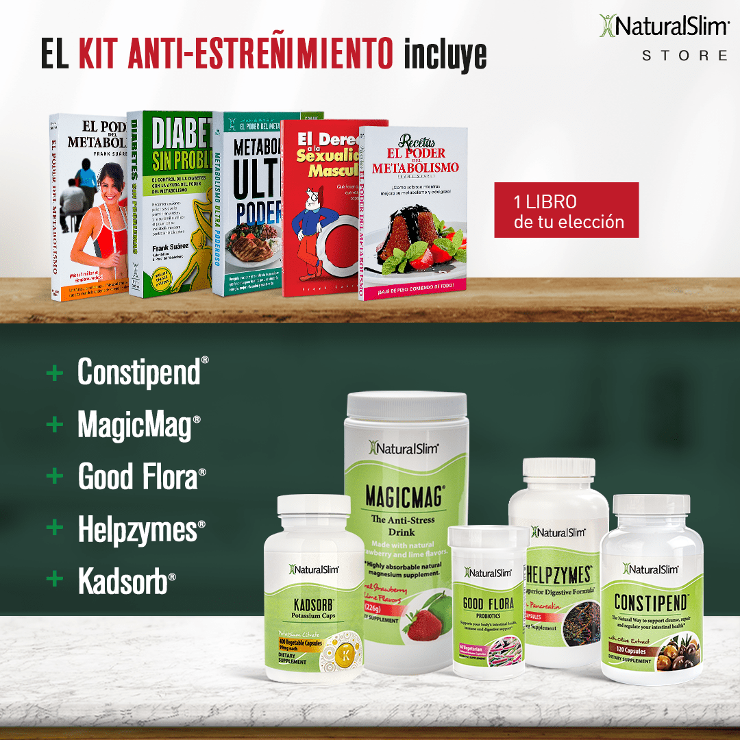 Kit+Libro Kit Anti-Estreñimiento  | Envío GRATIS - Constipend, MagigMag, Good Flora, Helpzymes, Kadsorb y Libro de Frank Surez El-poder-del-metabolismo-frank-suarez adelgazar naturalmente metabolismotv unimetab candiseptic kit de candida mejorar el metabolismo y la salud