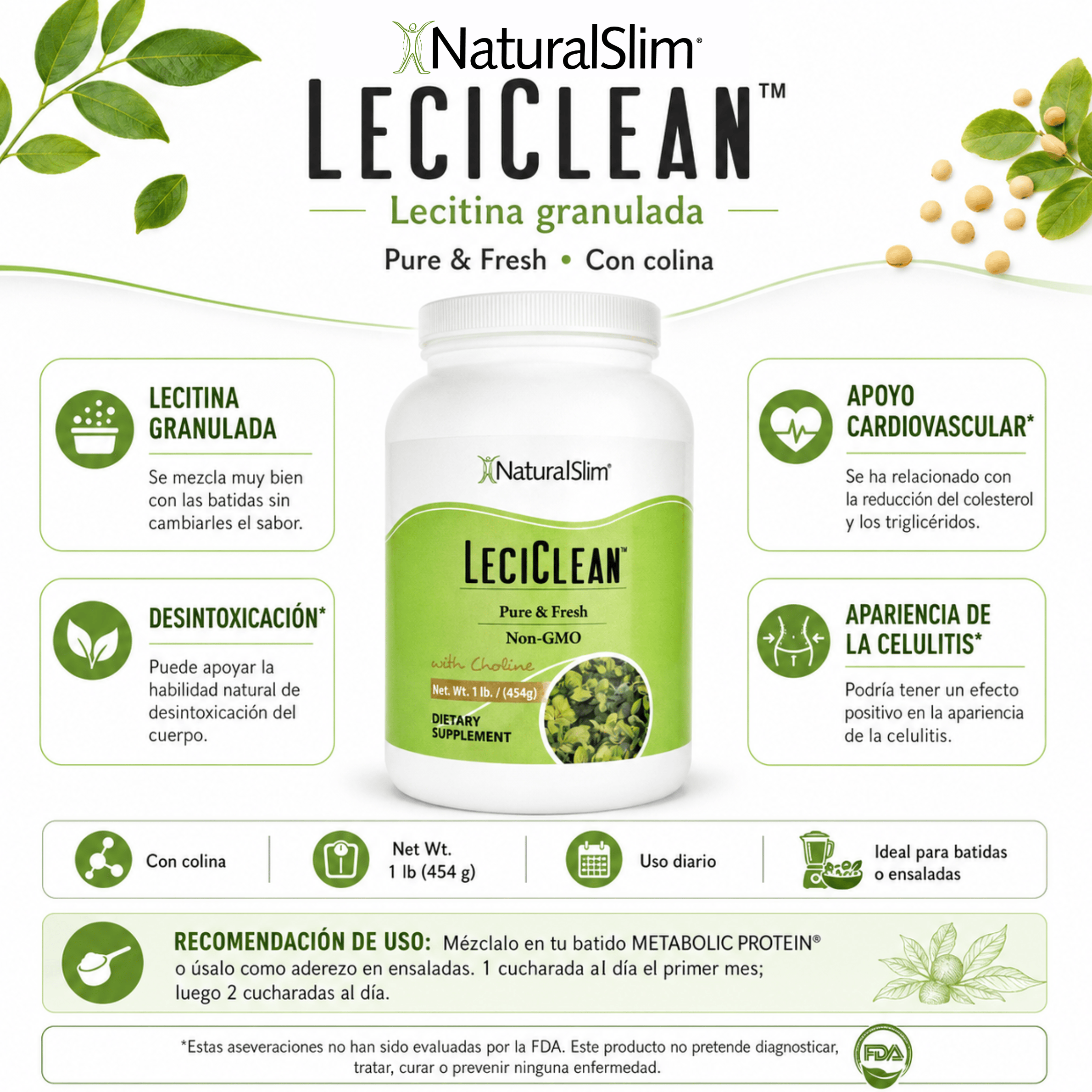 LeciClean® | Lecitina Granulada El-poder-del-metabolismo-frank-suarez adelgazar naturalmente metabolismotv unimetab candiseptic kit de candida mejorar el metabolismo y la salud