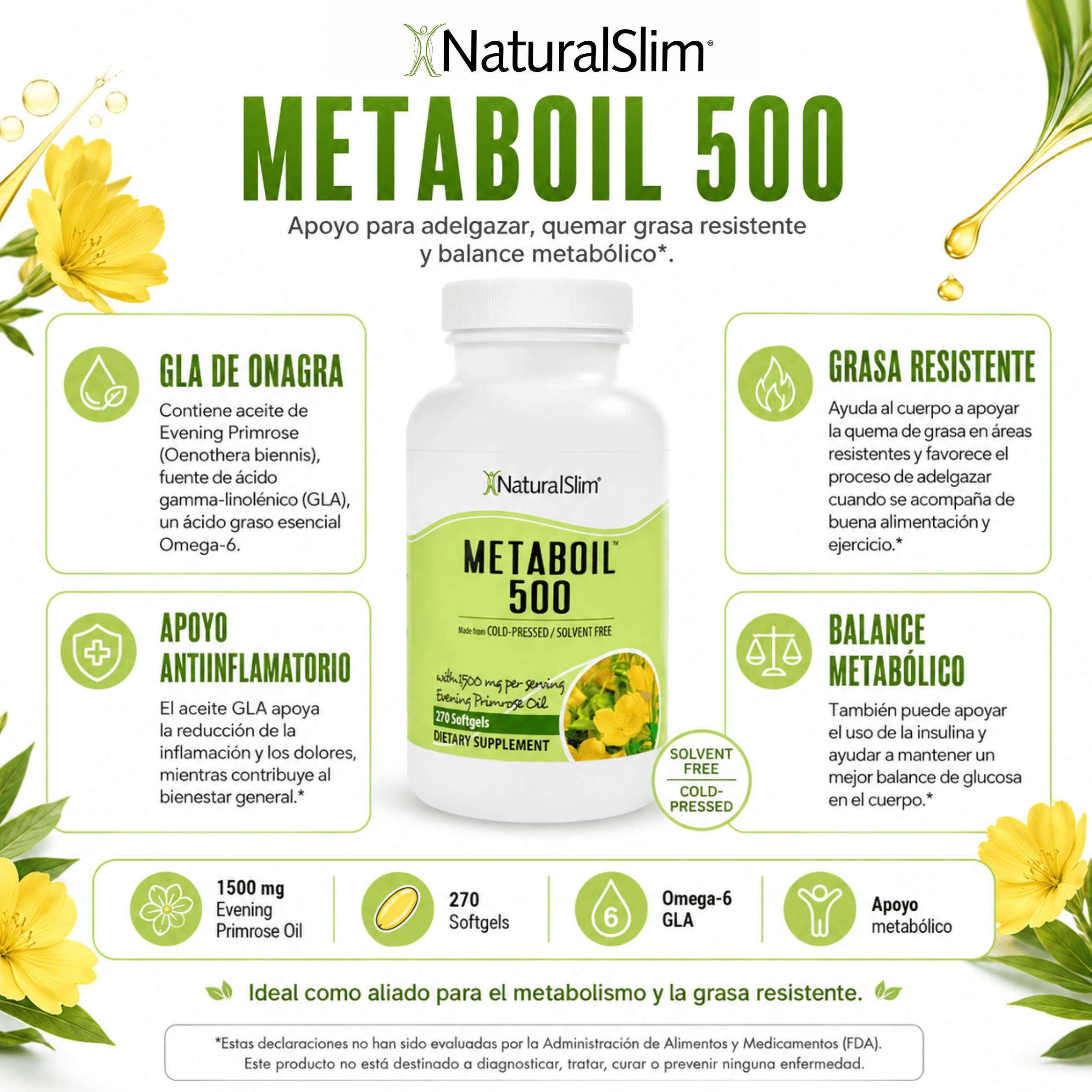 MetabOil 500® | GLA | Quemador de Grasa El-poder-del-metabolismo-frank-suarez adelgazar naturalmente metabolismotv unimetab candiseptic kit de candida mejorar el metabolismo y la salud