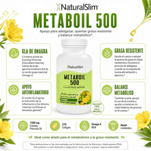 Cargar imagen en el visor de la galería, MetabOil 500® | GLA | Quemador de Grasa El-poder-del-metabolismo-frank-suarez adelgazar naturalmente metabolismotv unimetab candiseptic kit de candida mejorar el metabolismo y la salud
