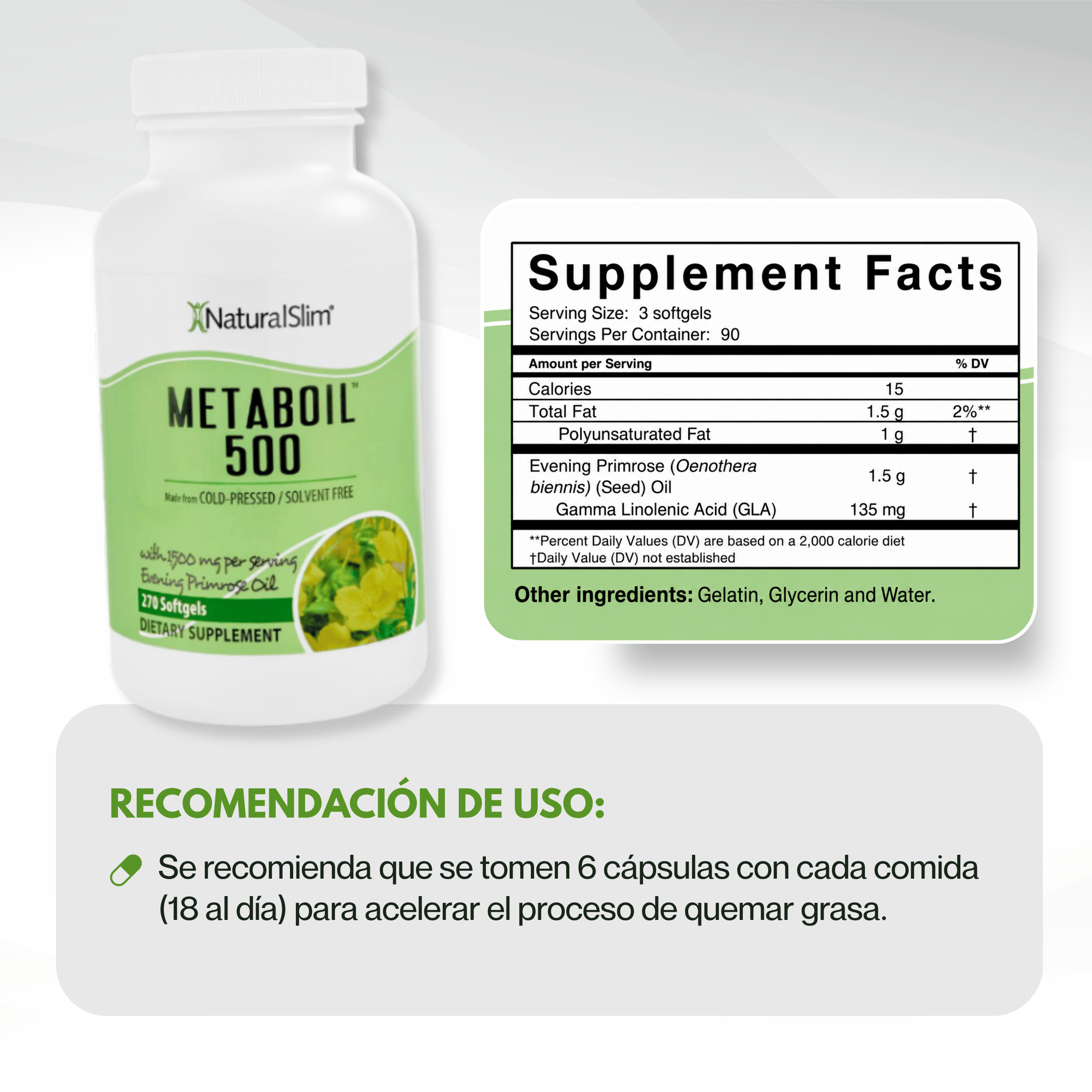 MetabOil 500® | GLA | Quemador de Grasa El-poder-del-metabolismo-frank-suarez adelgazar naturalmente metabolismotv unimetab candiseptic kit de candida mejorar el metabolismo y la salud