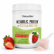 Cargar imagen en el visor de la galería, METABOLIC PROTEIN® with COLLAGEN - STRAWBERRY | Batida de proteína de “whey” sabor a Fresa con Colágeno El-poder-del-metabolismo-frank-suarez adelgazar naturalmente metabolismotv unimetab candiseptic kit de candida mejorar el metabolismo y la salud
