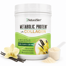 Cargar imagen en el visor de la galería, METABOLIC PROTEIN® with COLLAGEN - VANILLA | Batida de  proteína de “whey”  sabor Vainilla con Colágeno El-poder-del-metabolismo-frank-suarez adelgazar naturalmente metabolismotv unimetab candiseptic kit de candida mejorar el metabolismo y la salud
