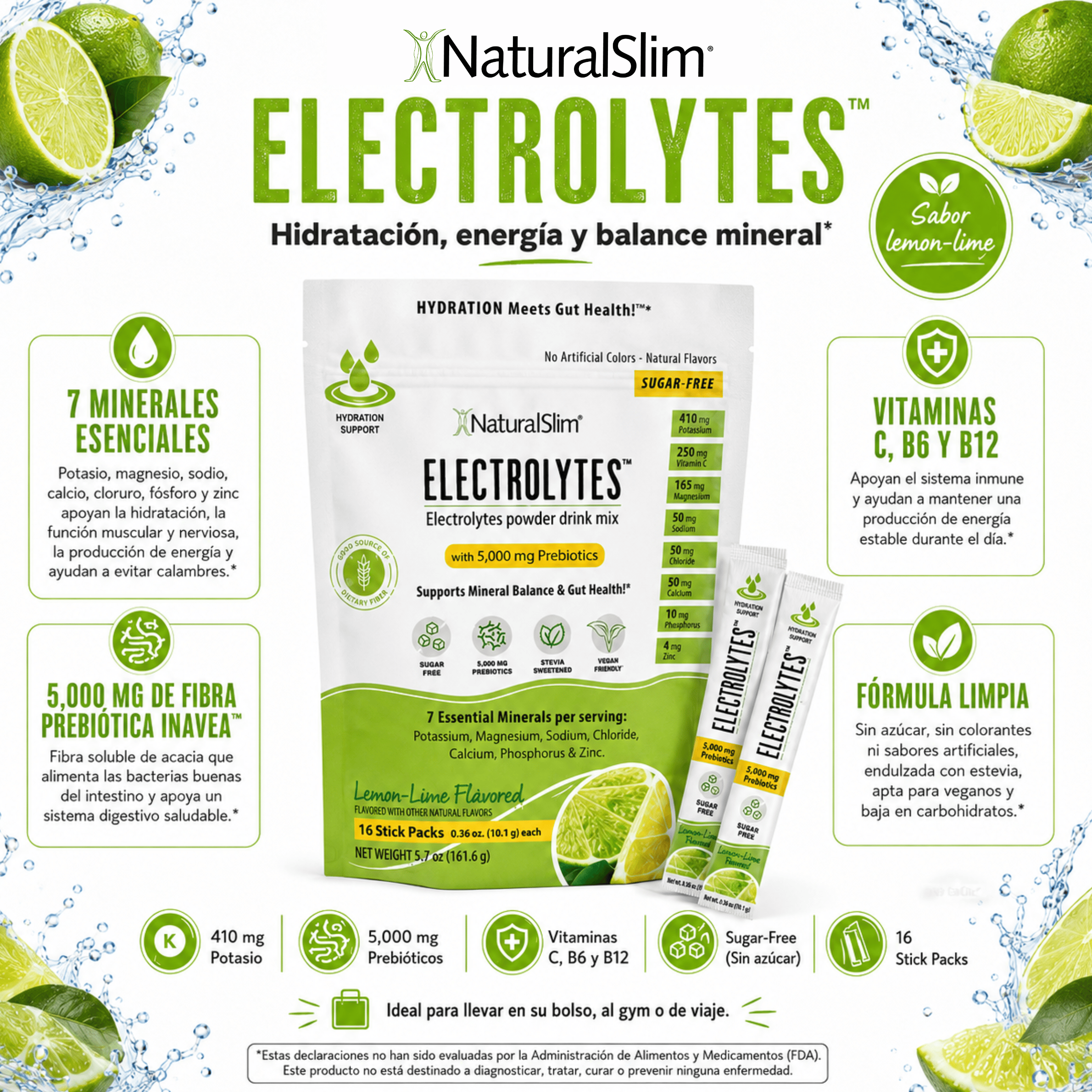 NaturalSlim® ELECTROLYTES™ - Lemon-Lime Flavored El-poder-del-metabolismo-frank-suarez adelgazar naturalmente metabolismotv unimetab candiseptic kit de candida mejorar el metabolismo y la salud