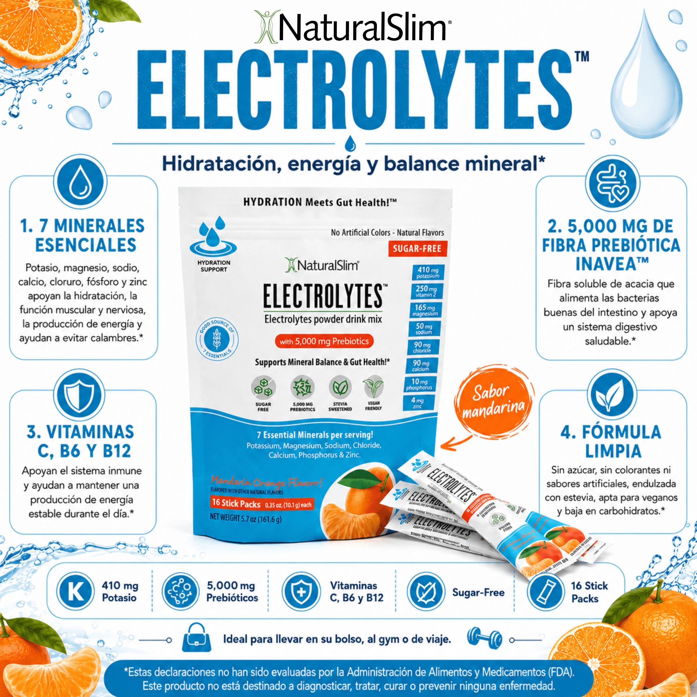 NaturalSlim® ELECTROLYTES™ - Mandarin Orange Flavored El-poder-del-metabolismo-frank-suarez adelgazar naturalmente metabolismotv unimetab candiseptic kit de candida mejorar el metabolismo y la salud