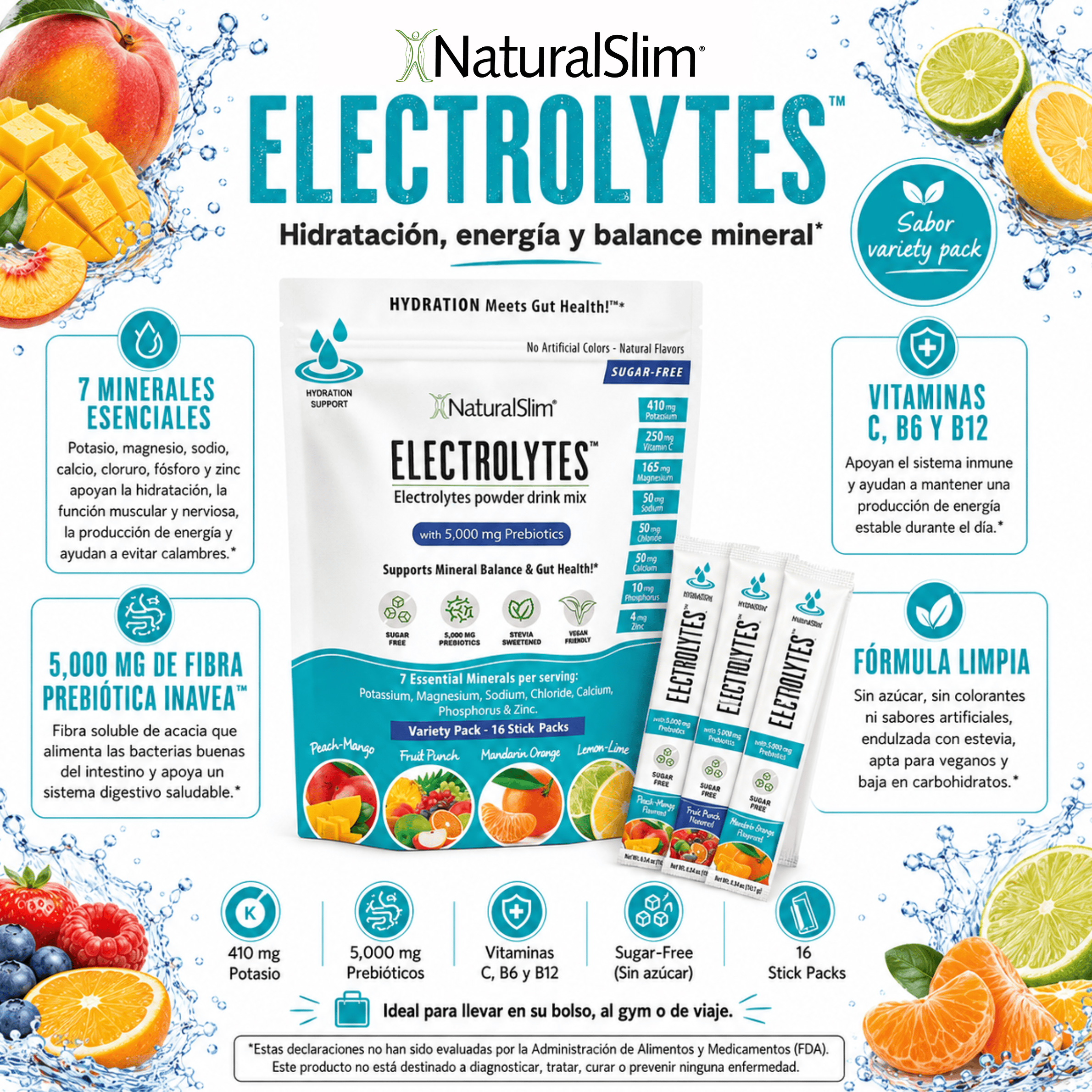 NaturalSlim® ELECTROLYTES™ - Variety Pack El-poder-del-metabolismo-frank-suarez adelgazar naturalmente metabolismotv unimetab candiseptic kit de candida mejorar el metabolismo y la salud