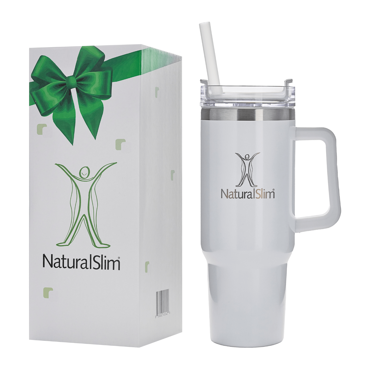 NaturalSlim® Tumbler (Limited Edition White) - Vaso térmico de acero inoxidable | 40 oz El-poder-del-metabolismo-frank-suarez adelgazar naturalmente metabolismotv unimetab candiseptic kit de candida mejorar el metabolismo y la salud