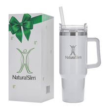 Cargar imagen en el visor de la galería, NaturalSlim® Tumbler (Limited Edition White) - Vaso térmico de acero inoxidable | 40 oz El-poder-del-metabolismo-frank-suarez adelgazar naturalmente metabolismotv unimetab candiseptic kit de candida mejorar el metabolismo y la salud
