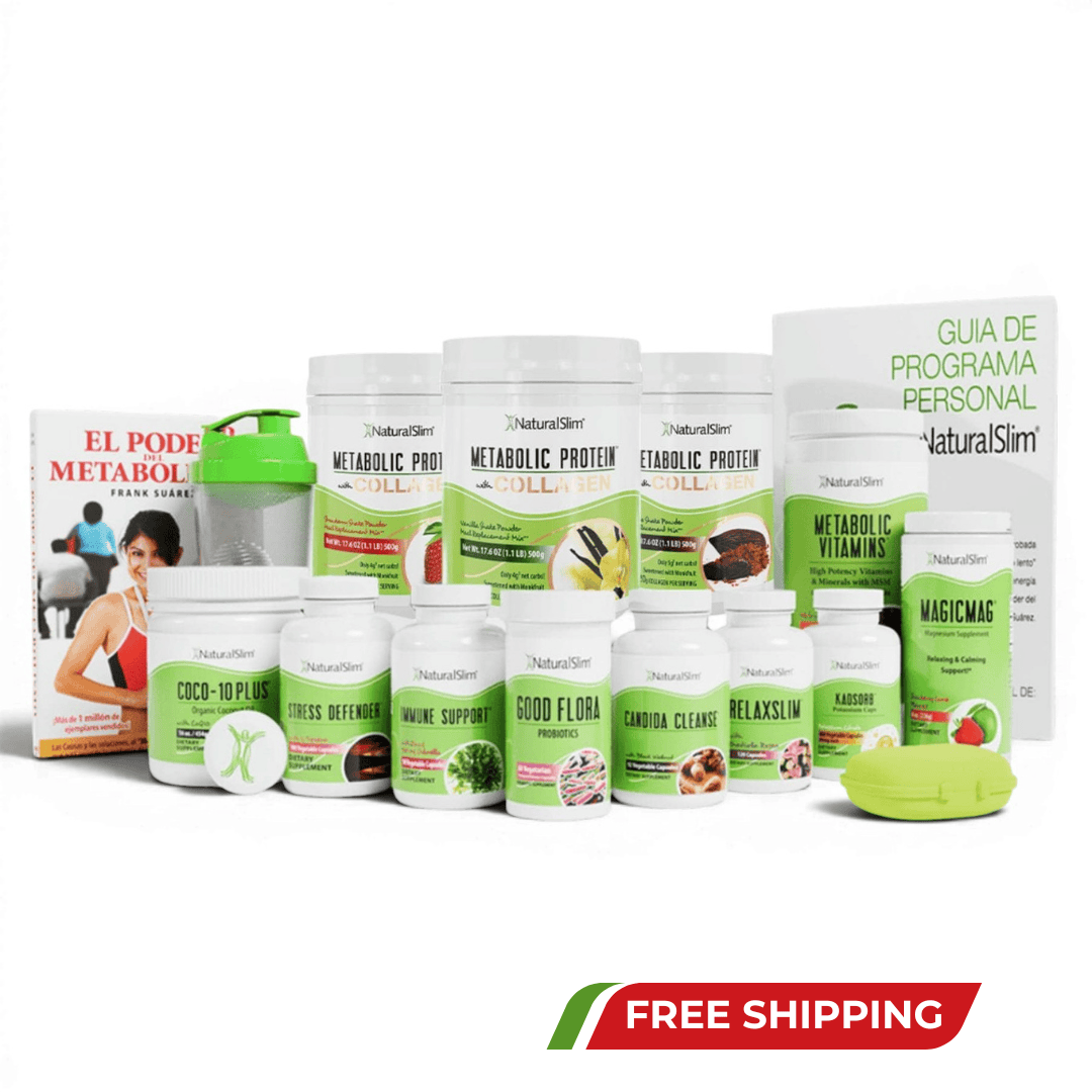 Kit+Libro Programa Personal de NaturalSlim® | Envío GRATIS | Oferta Todo Incluido Guia y Consultas de Progreso con un Consultor Certificado Asignado El-poder-del-metabolismo-frank-suarez adelgazar naturalmente metabolismotv unimetab candiseptic kit de candida mejorar el metabolismo y la salud