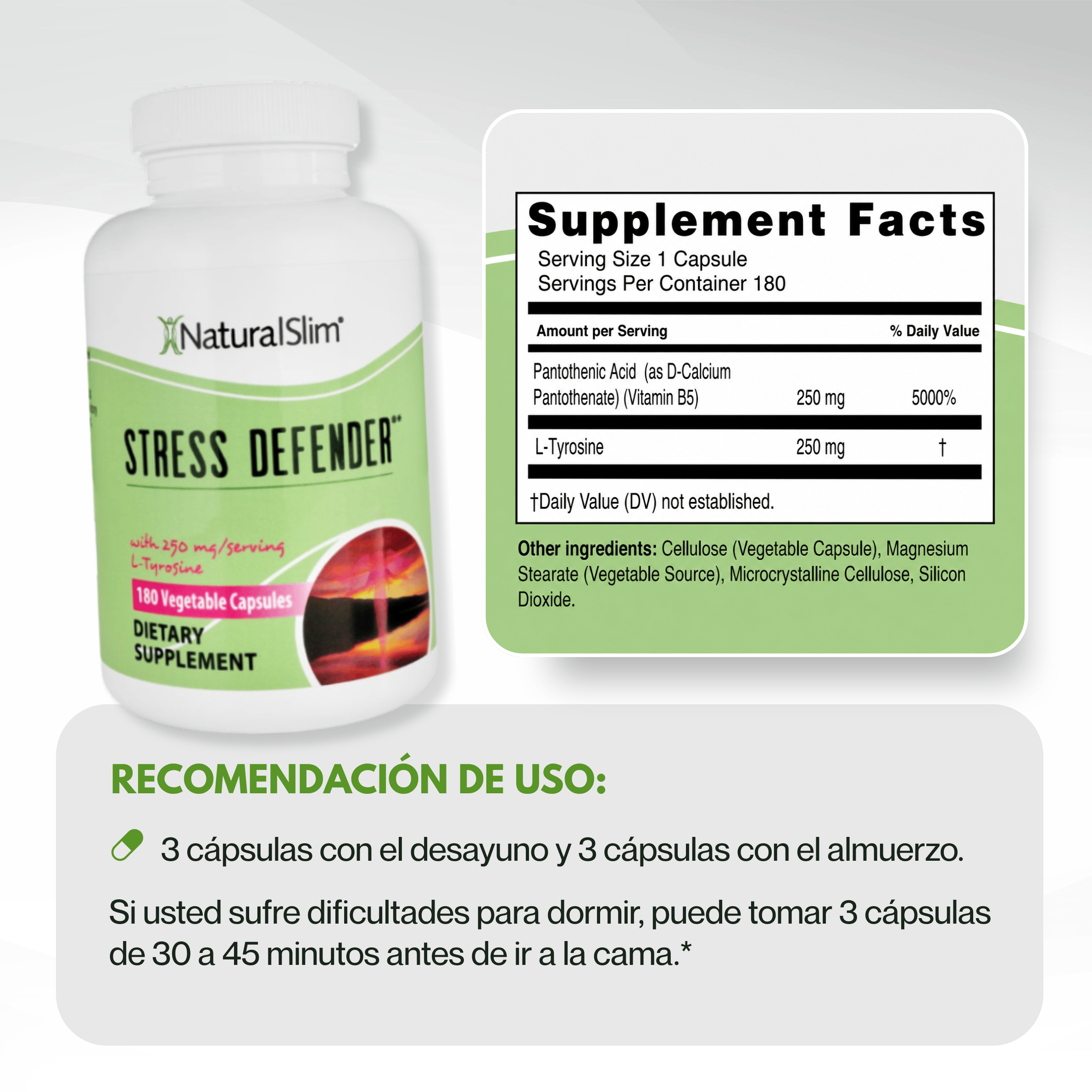 Stress Defender® |  Con Vitamina B5 y L-Tirosina El-poder-del-metabolismo-frank-suarez adelgazar naturalmente metabolismotv unimetab candiseptic kit de candida mejorar el metabolismo y la salud