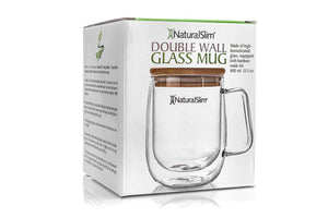 Taza para bebidas frías o calientes de NaturalSlim® | Double Wall Glass Mug El-poder-del-metabolismo-frank-suarez adelgazar naturalmente metabolismotv unimetab candiseptic kit de candida mejorar el metabolismo y la salud