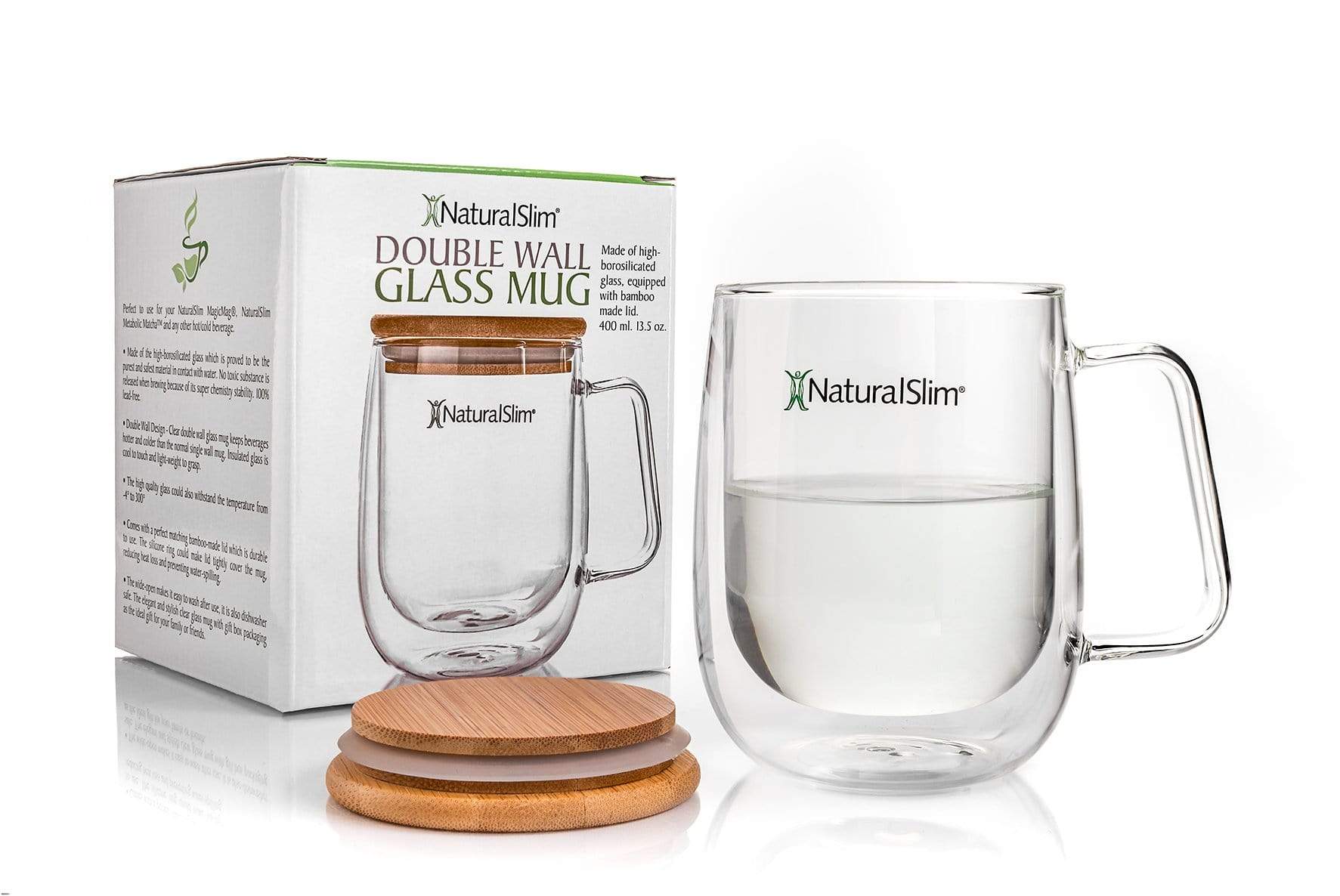 Taza para bebidas frías o calientes de NaturalSlim® | Double Wall Glass Mug El-poder-del-metabolismo-frank-suarez adelgazar naturalmente metabolismotv unimetab candiseptic kit de candida mejorar el metabolismo y la salud